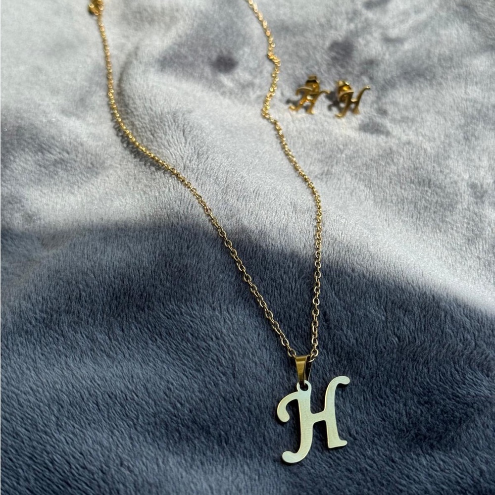 COPY - Initial Necklace w/ Earrings